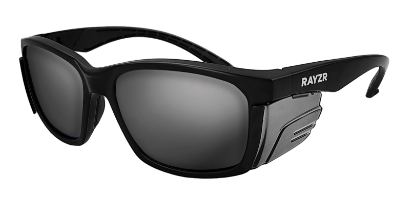 Rayzr Safety Glasses - Matte Black Frame Smoke Lens Polarised ERZ396